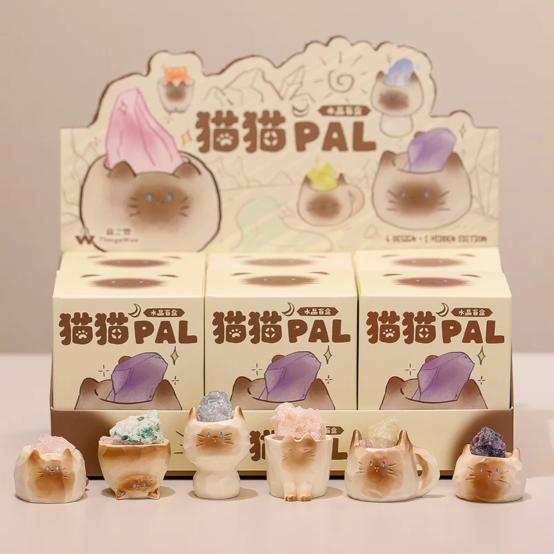 

New Creative Cartoon Cat Blind Box Fluffyplay Crystal Ornament Cute Desktop Decor Trendy Blind Box Toys Lol Surprise Inspired