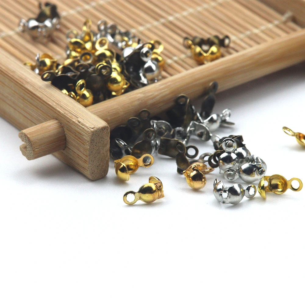 

60Pcs/Lot Metal Connector Buckle Accessories Ball Chain Buckle End Crimping Necklace Bead Connector DIY Jewelry Making