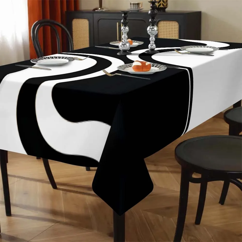 Tablecloth 1PC - 1 piece - Soft texture, linear pattern tablecloth for dining table decoration and accessories