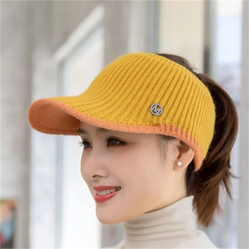 2023 Hats For Women Autumn Winter Sports Empty Top Golf Caps Female Knitted Warm Baseball Cap Fashion Running Golf Sun Hat