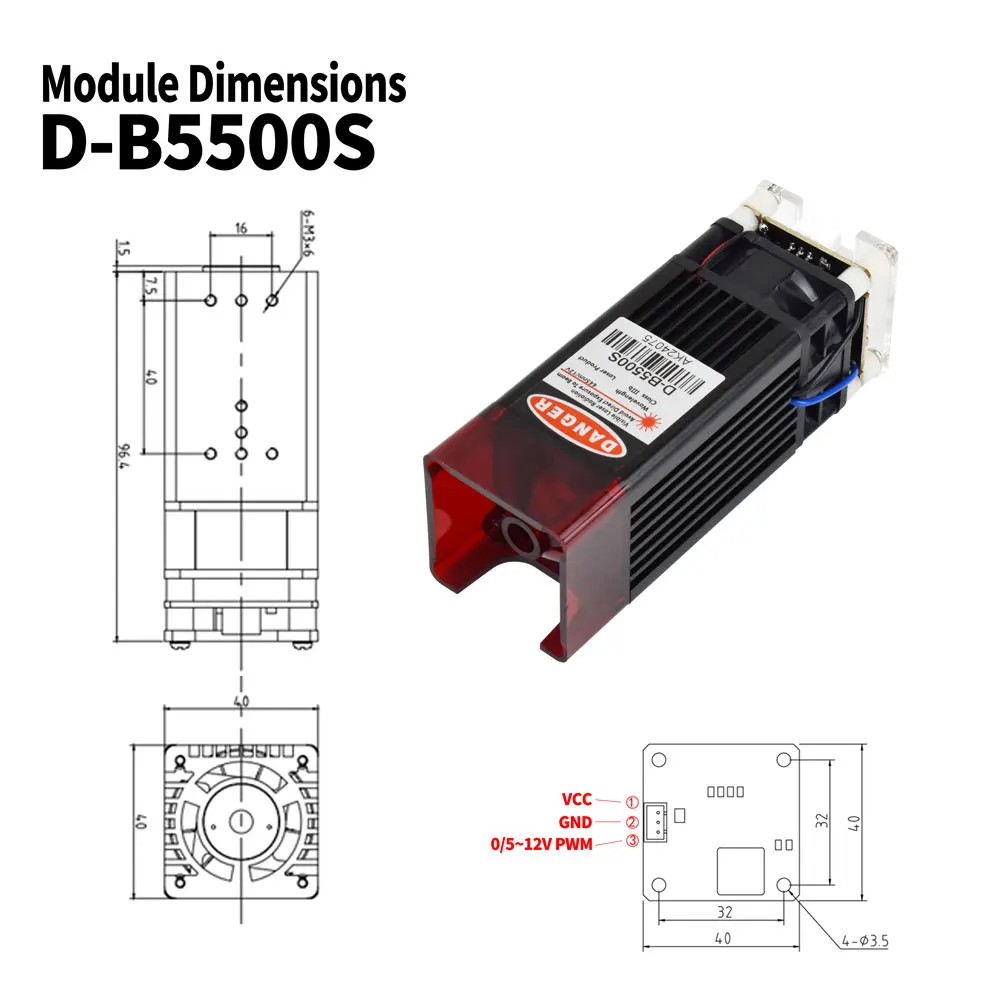 Imagem -06 - Cabeça do Módulo Laser para Gravador a Laser Cnc Faça Você Mesmo Foco Fixo 450nm Luz Azul para Corte a Laser Marcação Gravura Ferramentas de Madeira 40w