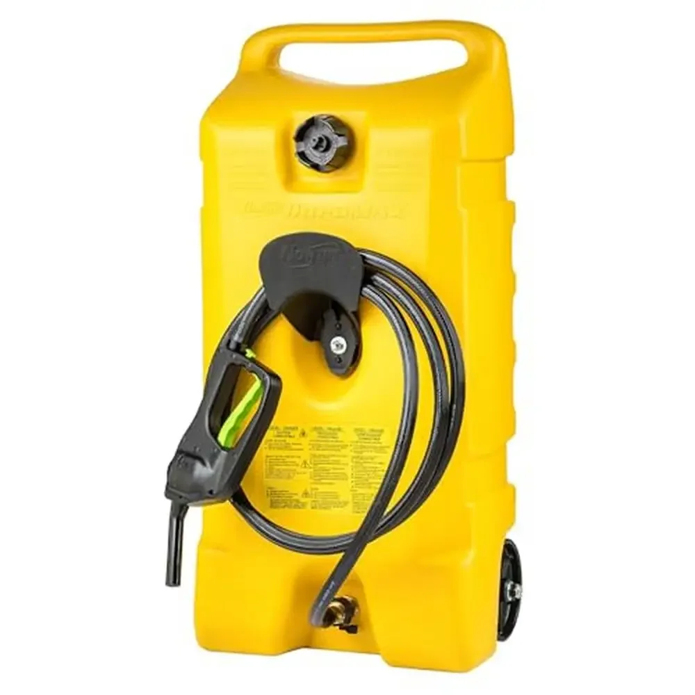 Portable Fuel Caddy Tank Container Siphon Pump Diesel Gas 14 Gallon Gallons Transfer Hose Efficient Easy Maneuver Versatile