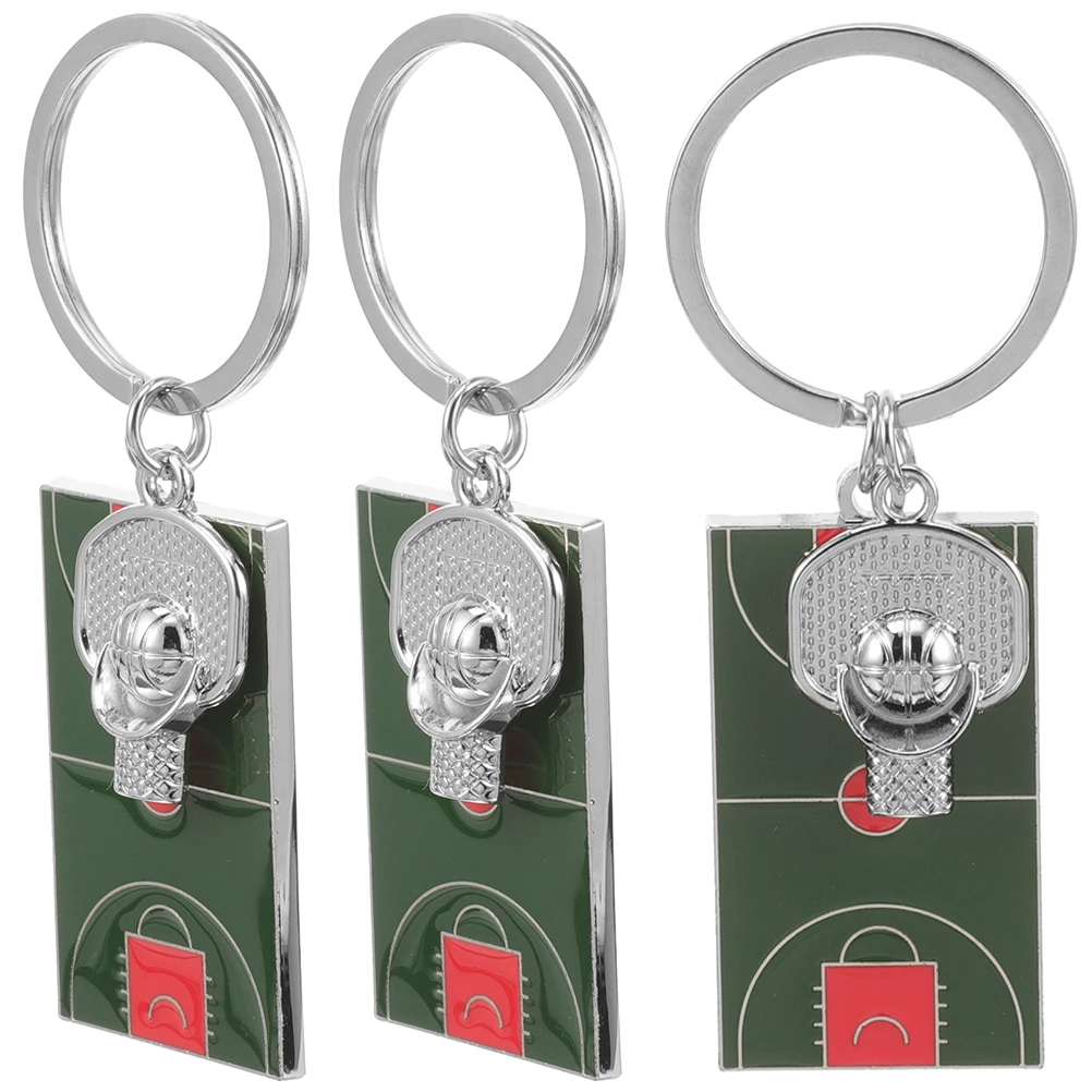 

3 Pcs Accessories Basketball Court Keychain Sports Theme Keychains Green Zinc Alloy