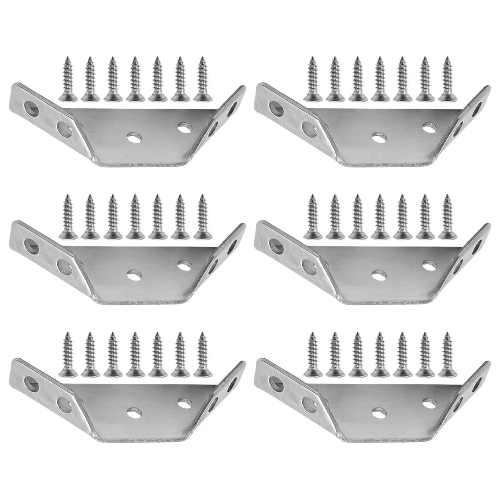 

6 set 6 Sets Stainless Steel Corner Brackets Cabinet Support Braces Wood niture Connectors Shelf Countertop Angle Bracket