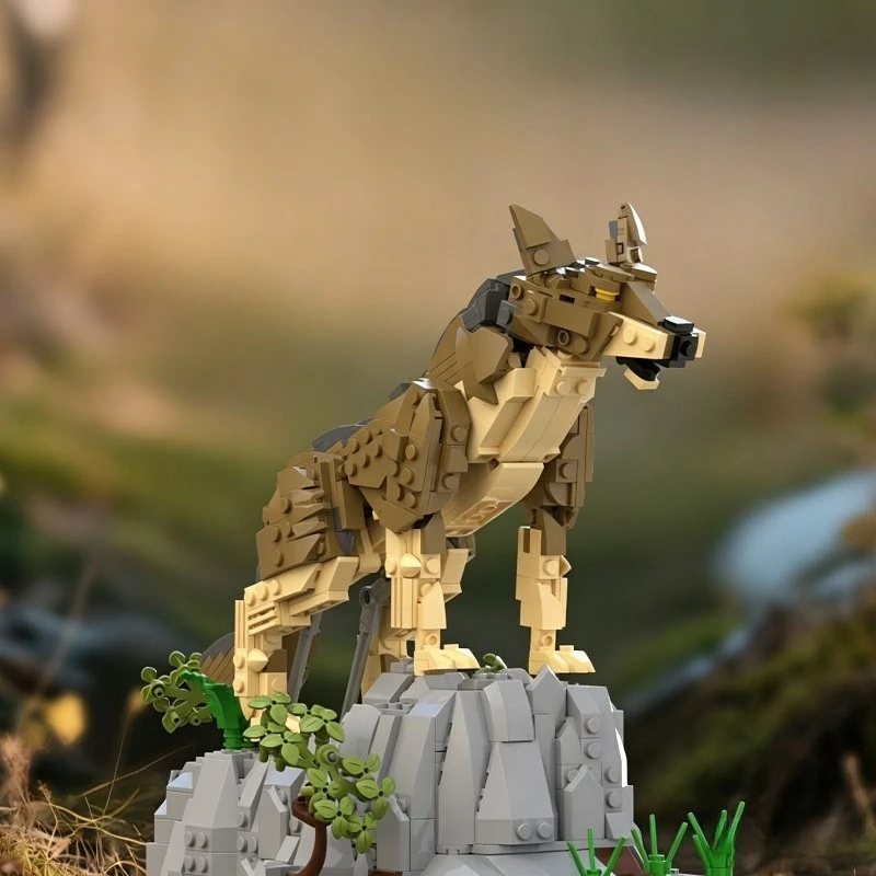 Assembling Building Blocks Animal Series Wolf Model Desktop Ornament Children's Puzzle Assembling Toy High Difficulty Gift Boy