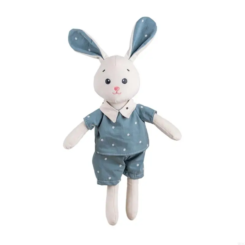 

M89C Lovely Cotton Rabbit Doll with Dressingup Clothing Calming Soothing Companion Toy