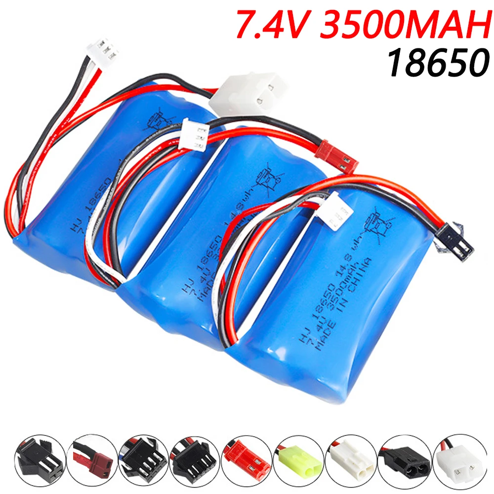 7.4V 3500mah 18650 Lipo Battery for Q46 Wltoys 10428/12428/12423 X9115 Q46 RC Car Spare Accessories High capacity 2S battery