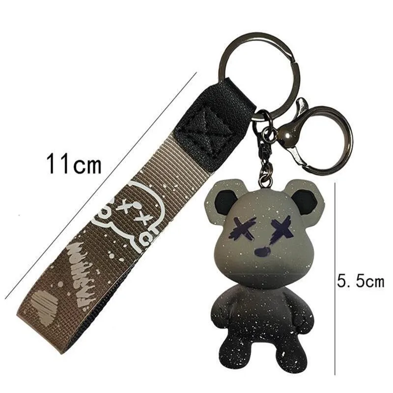 Cartoon Bear Key Chain Chameleon Resin Keychain Webbing Tape Fashion Doll Bag Pendant Holiday Car Key Ring For Girl Jewelry Gift