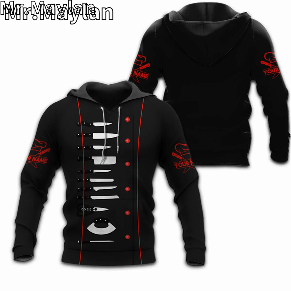 CUSTOM NAME CHEF UNIFORM CHEF KNIVES 3D Unisex Hoodie Men/Women Sweatshirt Streetwear Zip Pullover Casual Jacket Tracksuits R735