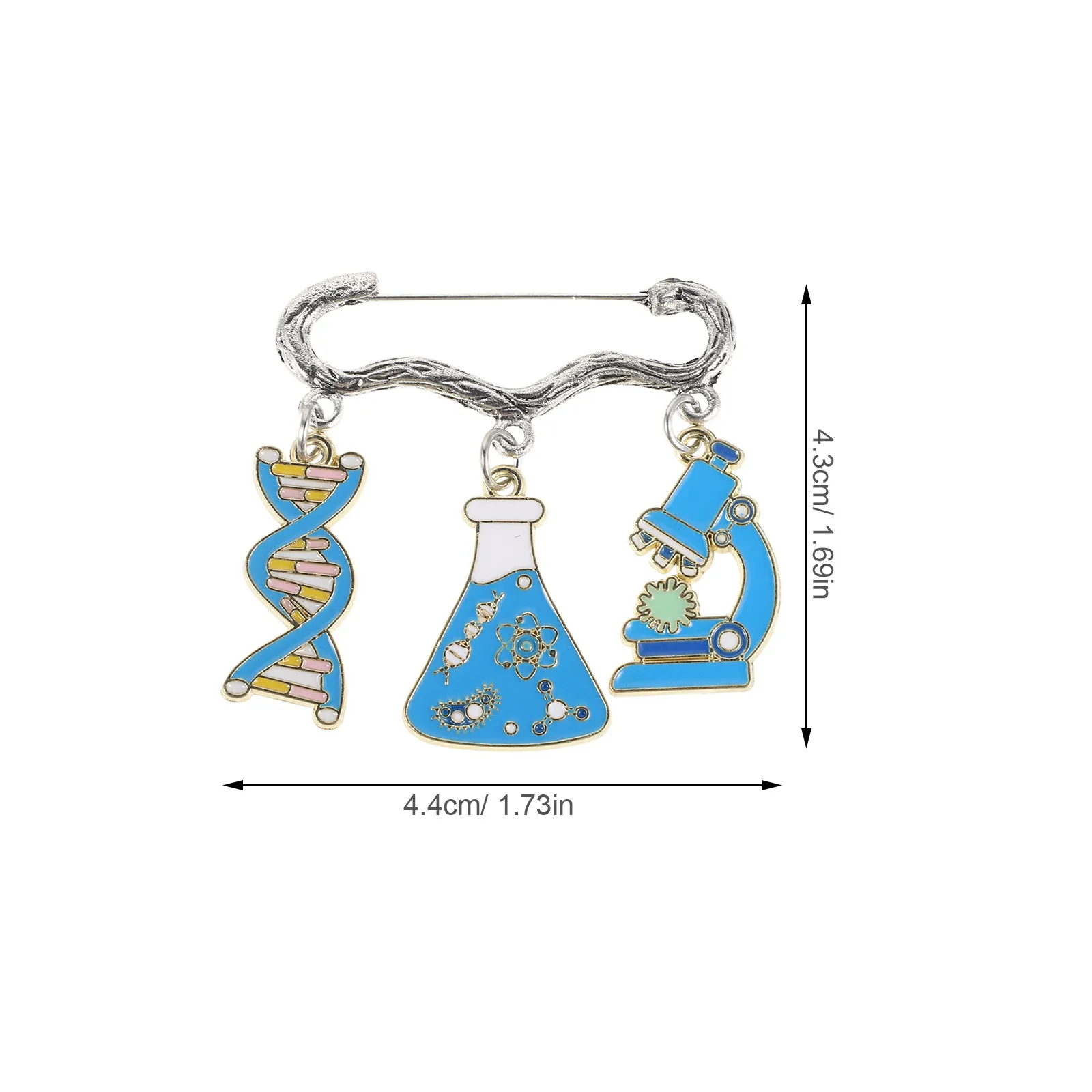 Science Party Favors Brooch Pin Dna Double Helix Microscope Beaker Biological Lapel Pin Scientist Badge for Laboratory Backpack