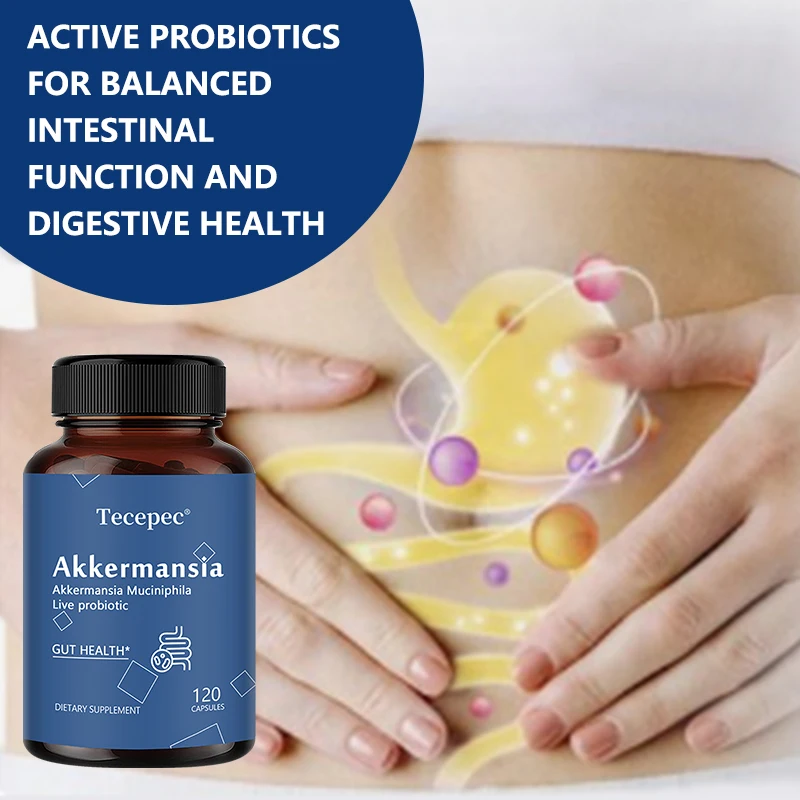 Akkermansia Probiotics with Prebiotic Fiber - Delayed Release, 100M AFU Live Strain, for Gut Health in Men and Women