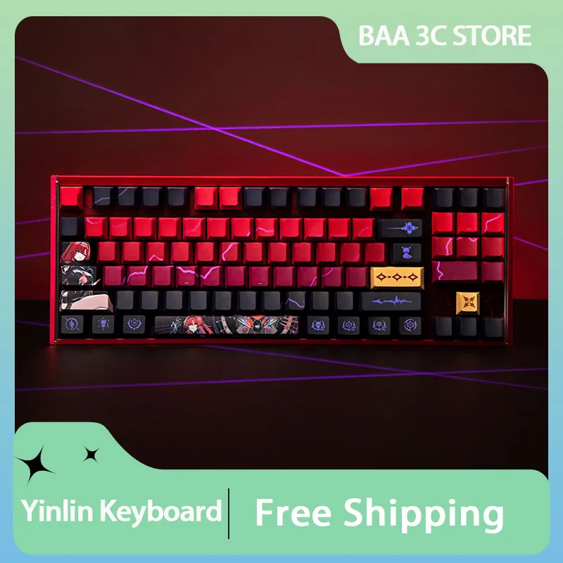 Wuthering Waves Yinlin Gaming Keyboard Three Mode RGB Hot Swap Gasket Customized Mechanical Keyboard PC Gamer Keyboard