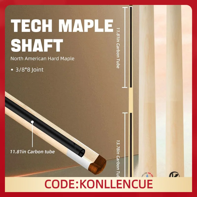 

KONLLEN Cue Pool Cue Shaft with 12.5mm Tip 74cm Length Solid Wood Technology Shaft 3/8*8 Pin Joint for Pool Billiards Cue