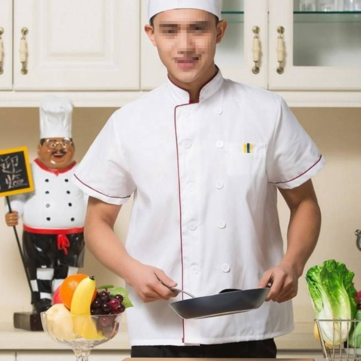 Chaqueta de Chef de manga corta Unisex a prueba de aceite fácil de lavar tela transpirable hombres mujeres suministros