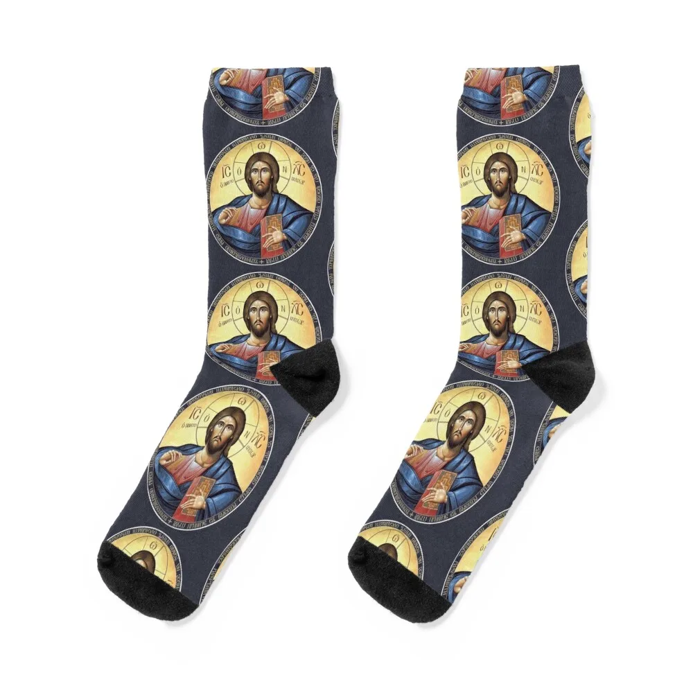 

Christ Pantocrator Orthodox Icon Socks colored cycling Girl'S Socks Men's