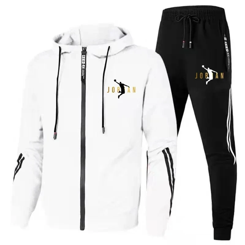 Spring and Autumn Brand Printed Hoodies and Pants Set Brand Male Fitness Clothing Men Sport Zipper Tracksuits Mens Sports Suit