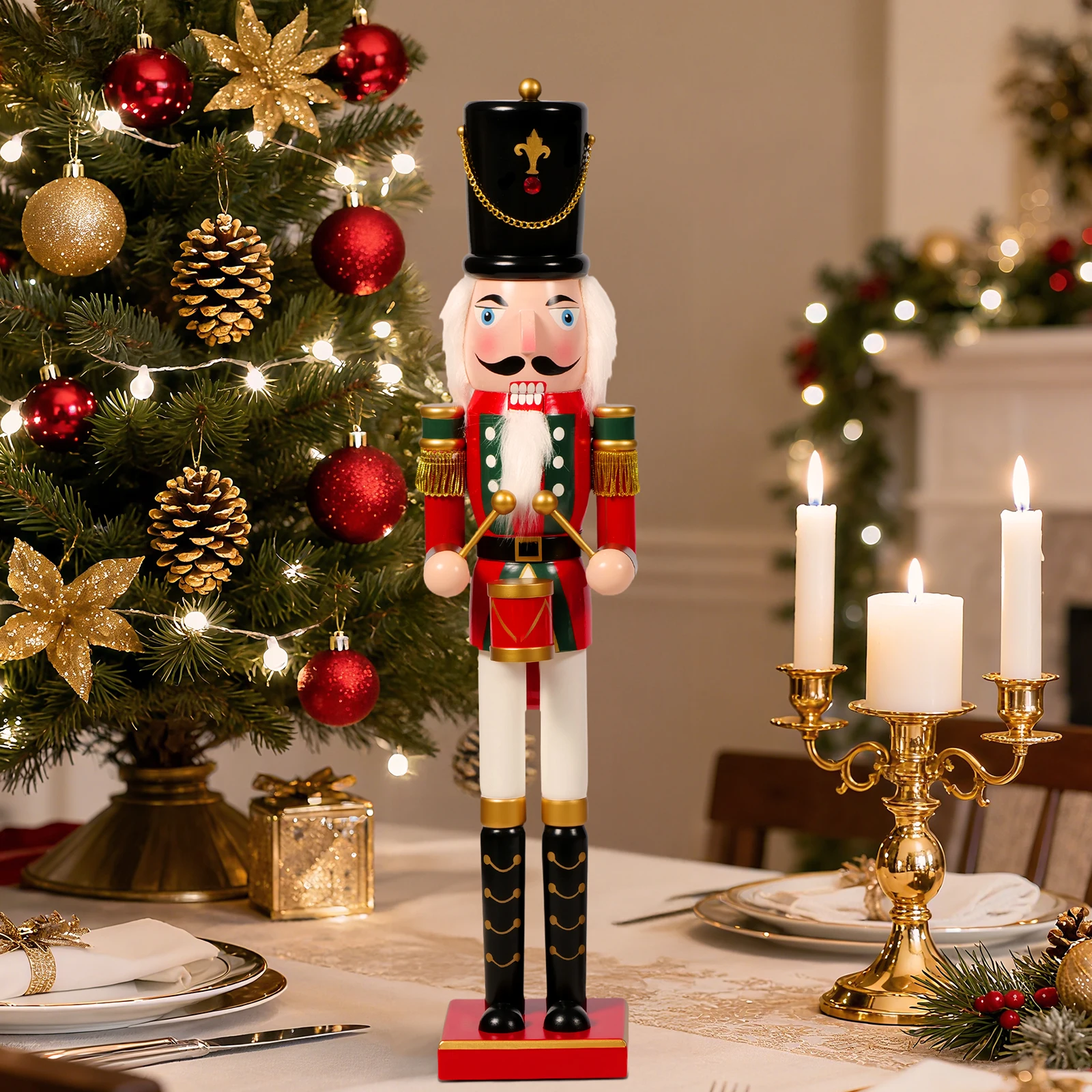 

Nutcracker Puppet for Kids Wooden Soldier Figurine with Movable Mouth Christmas Ornament, Desktop Craft, Interactive Holiday T