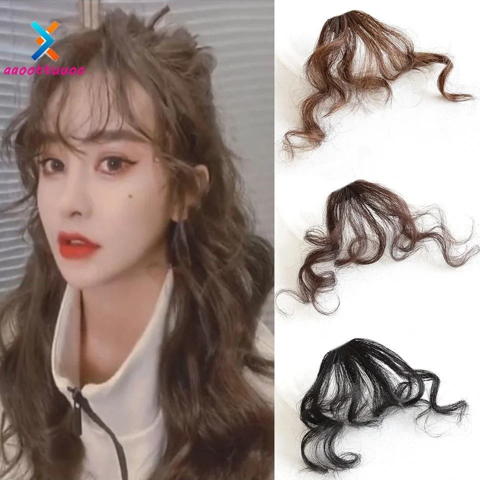 

synthetic wig Women Cute Wool Curl Fake Bangs Wig Natural Forehead Fluffy Hair Extension Piece