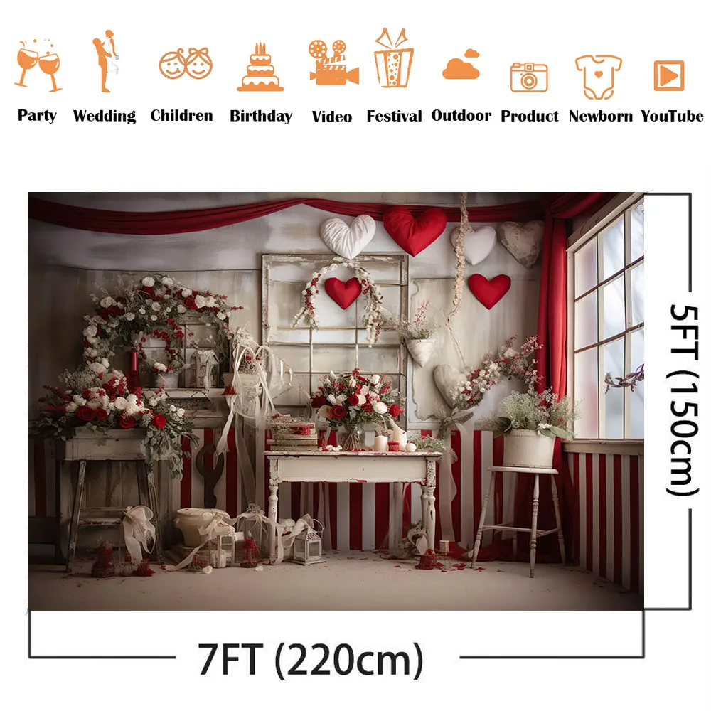 Rustic Wood Flowers Background Tool house Valentine's Day Photo Backdrop Studio Newborn Kids Portrait Photoshoot Banner