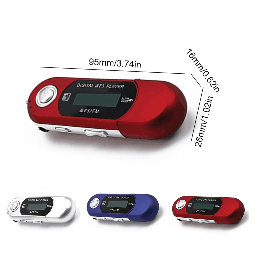 

2 in 1 Mini MP3 Player Support 32G TF Card USB 2 0 Flash Drive LCD Music Player One Finger Control School Sport Blue