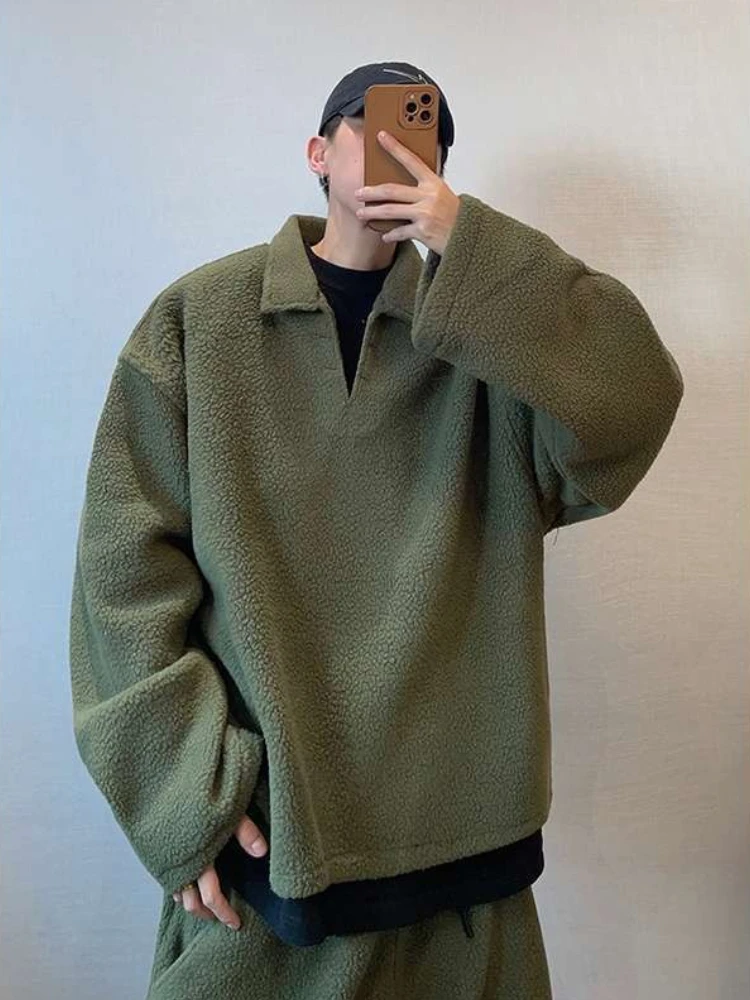 

Oversize Sweatshirts for Men Warm Designer Harajuku Fashion Streetwear Aesthetic Emo New in Overfit Cheap S Green Man Pullover