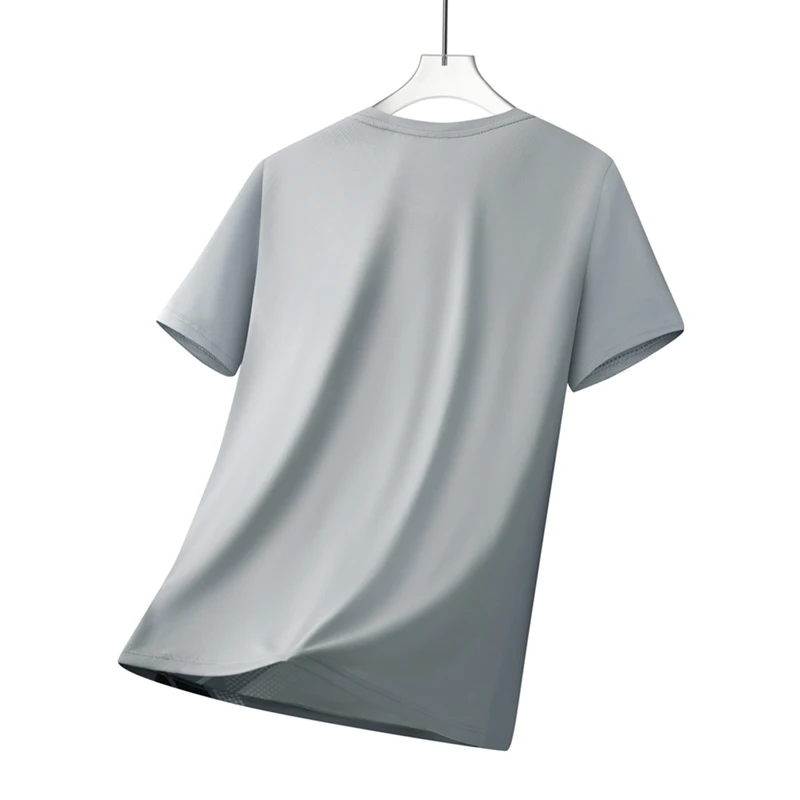 Men's Outdoor Sports T-Shirt Summer Cool Breathable Color Matching Short Sleeves Men Running Fitness Lightweight Loose T-Shirt