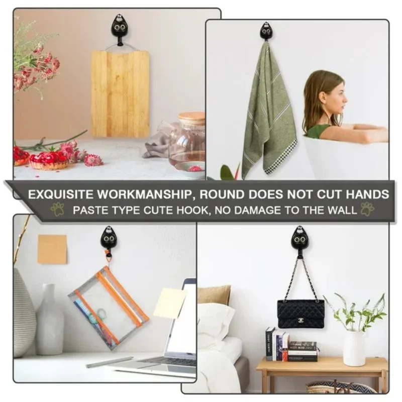 Cute Wink Cat Animals Wall Hanging Hook Creative Household Storage Rack Wall Decoration Free Punching For Clothes Hat Scarf Key