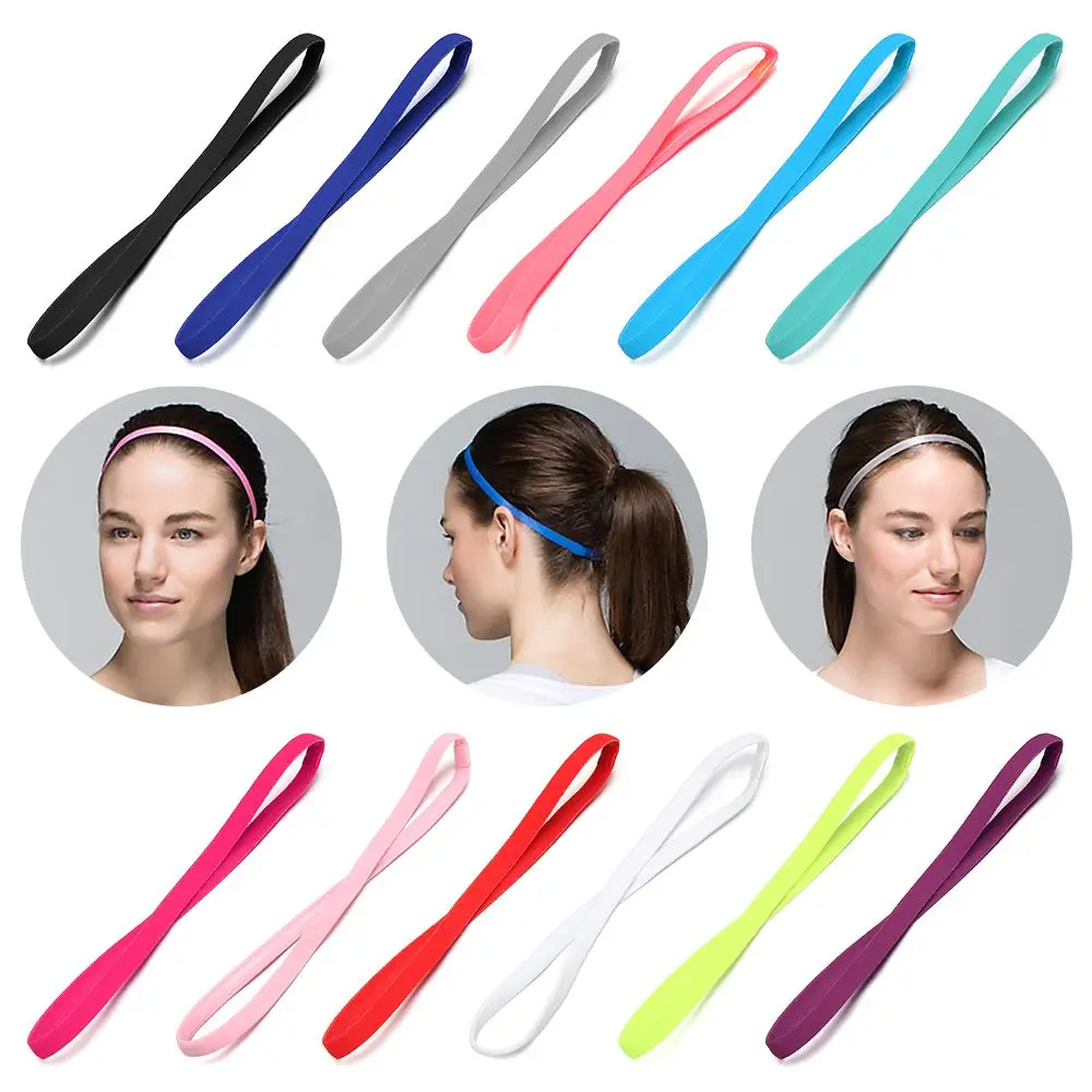 

Women Men Stretch Rubber Sweatband Elastic Headband Yoga Hair Bands Head Wrap Sport Anti-slip
