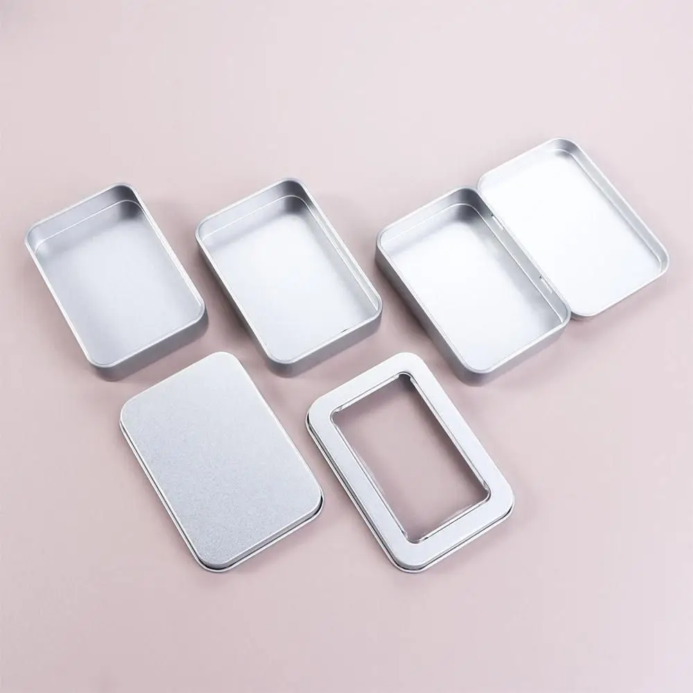 Rectangular Tin Box with Clear Window Lid Multicolor Jewelry Box Tinplate Storage Box Candy Package Metal Box Empty