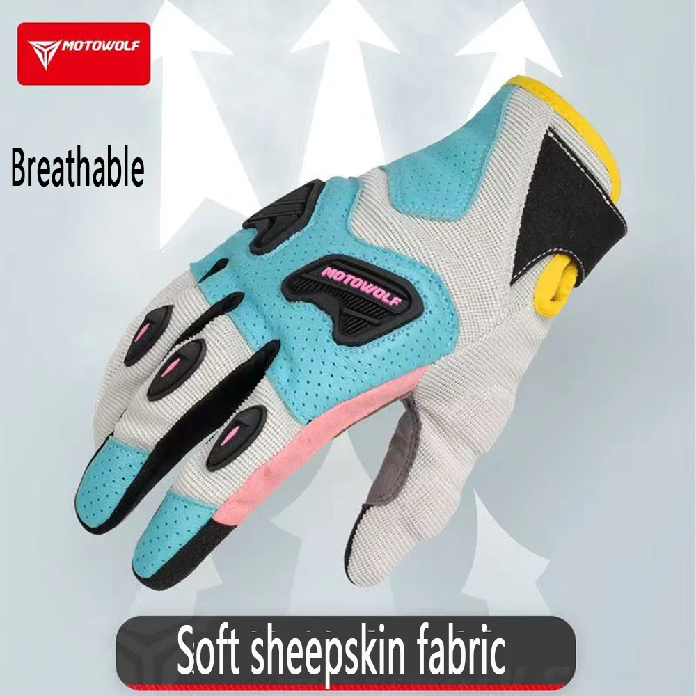 

Macaroon Motorcycle Riding Gloves For Autumn And Summer Anti Fall Off-road Racing Men's & Women's Breathable Touch Screen Glove