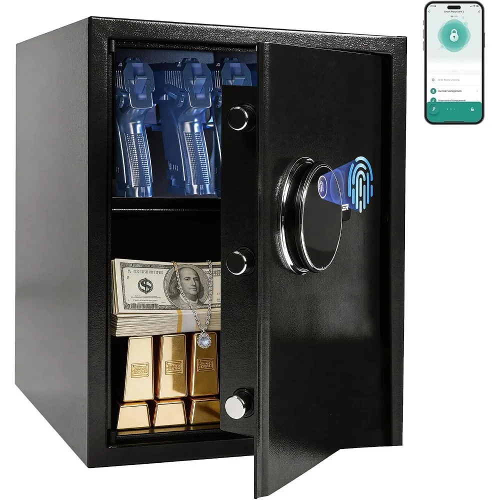 17 Cu Ft Fireproof Gun Safe with Fingerprint Lock, Adjustable Racks for Guns, Money, Meds, Jewelry