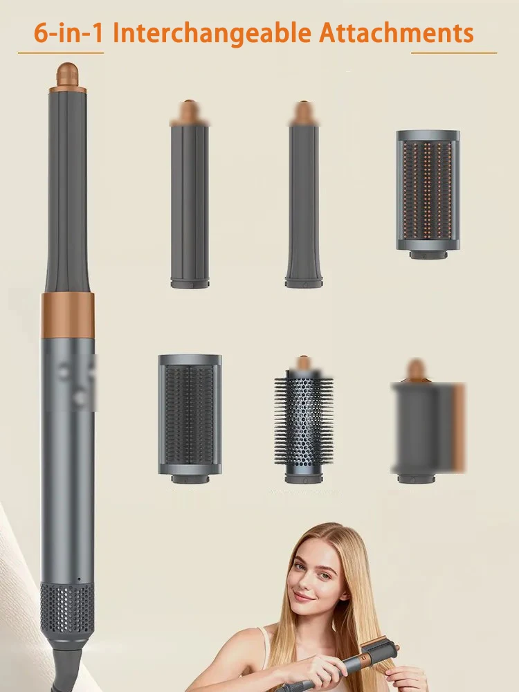 Professional 6IN1 1500W Multi-Functional Hair Styler - Dry, Straighten, Curl with Brush, Ideal for Salon & Home Use