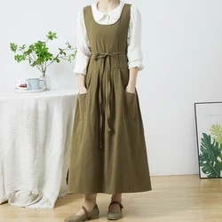 Nordic Florist Apron Cotton Gardening Coffee Shops Kitchen Aprons For Women Cooking Baking Restaurant Retro Pinafore