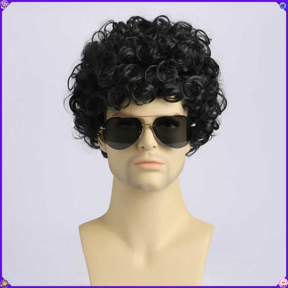 Men Short Curly Synthetic Wig Natural Look Lightweight Breathable Cosplay Hairpiece for Daily Wear Party Costume Styling