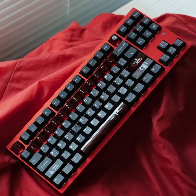 Set di copritasti a tema nero sovietico Set di cappucci per tastiera con profilo in ciliegio traslucido per PC PBT per accessori per tastiera meccanica da gioco regalo