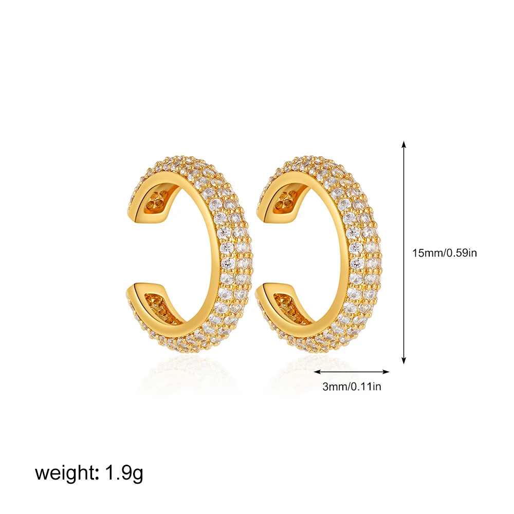 1 stücke Zarte CZ Zirkon Doppel Schicht C-form Chunky Manschette Ohrringe Edelstahl Kein Piercing Knorpel Ohr Clip luxus Schmuck
