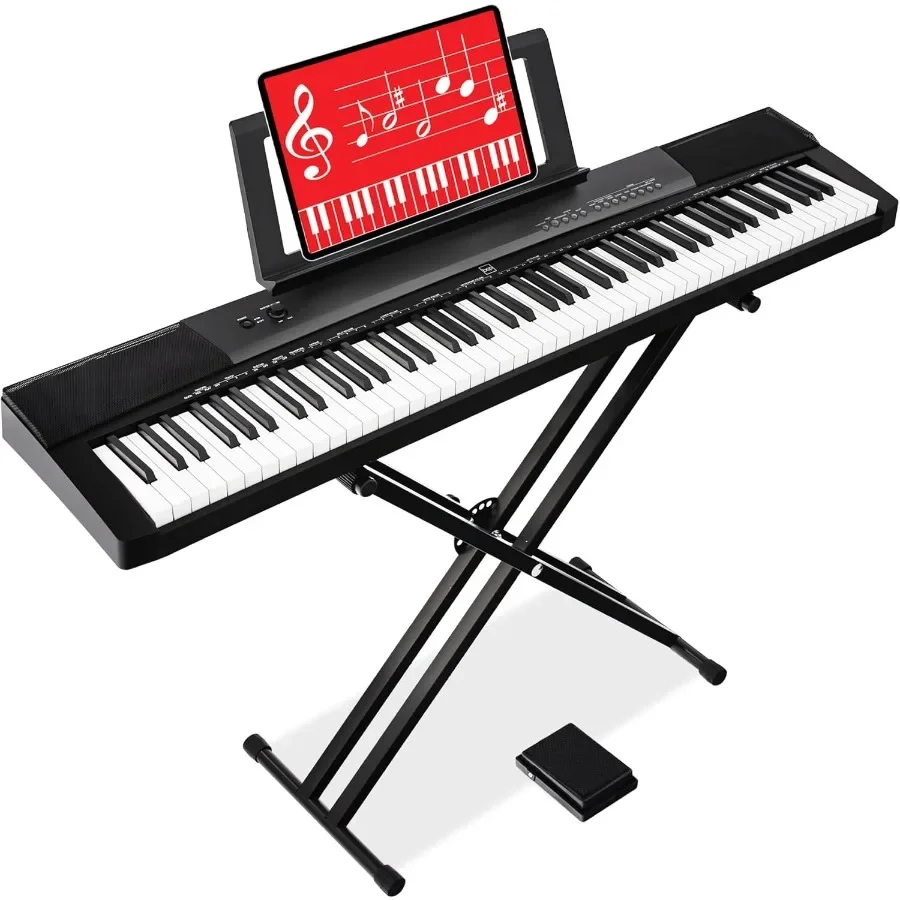 

88Key Full Size Digital Piano Electronic Keyboard Set with SemiWeighted Keys Stand Sustain Pedal BuiltIn Speakers and 6 Voice S