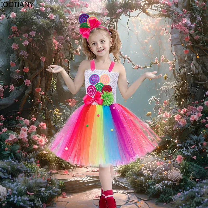 Sky02 طفل الحلو كاندي الأميرة مصاصة مجموعة الاطفال Lolipop تأثيري توتو فستان حفلة عيد ميلاد سباركلي Tu88Ji