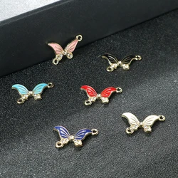 New Red Black Color Butterfly Connector Crystal Pendant&Charms for Bracelet Necklace DIY Making Accessory Part Wholesale