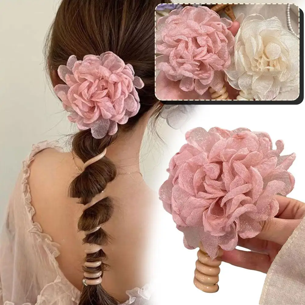 Floral Telephone Wire Hair Loop Super Fairy Hair Band Hair Hair Bubble Accessories Girls Magic Rope Head Hair Braid Clips Q8K3