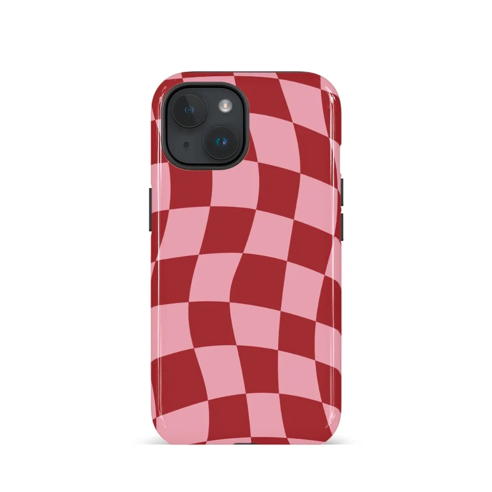 

Ins Pink Irregular Grid Pattern Case for IPHONE 17 16ProMax 15 14 13 12 11 PRO Plus Acrylic TPU Two in One Magnetic Phone Cases