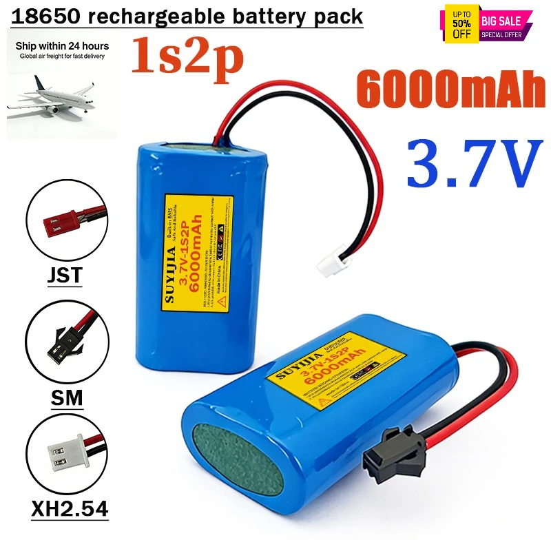 

Original INR18650 6000mah 20A discharge 1S2P 3.7V screwdriver battery with red 2P JST plug, 18650 1S2P DIY battery.