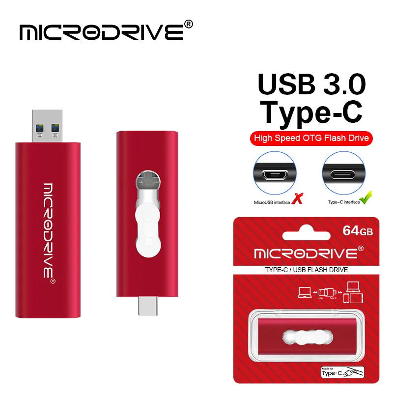 

Флешка USB 3.0 128 ГБ 64 ГБ OTG 2IN1 32 ГБ TYPE-C Push and Pull Pen Drive Диск памяти