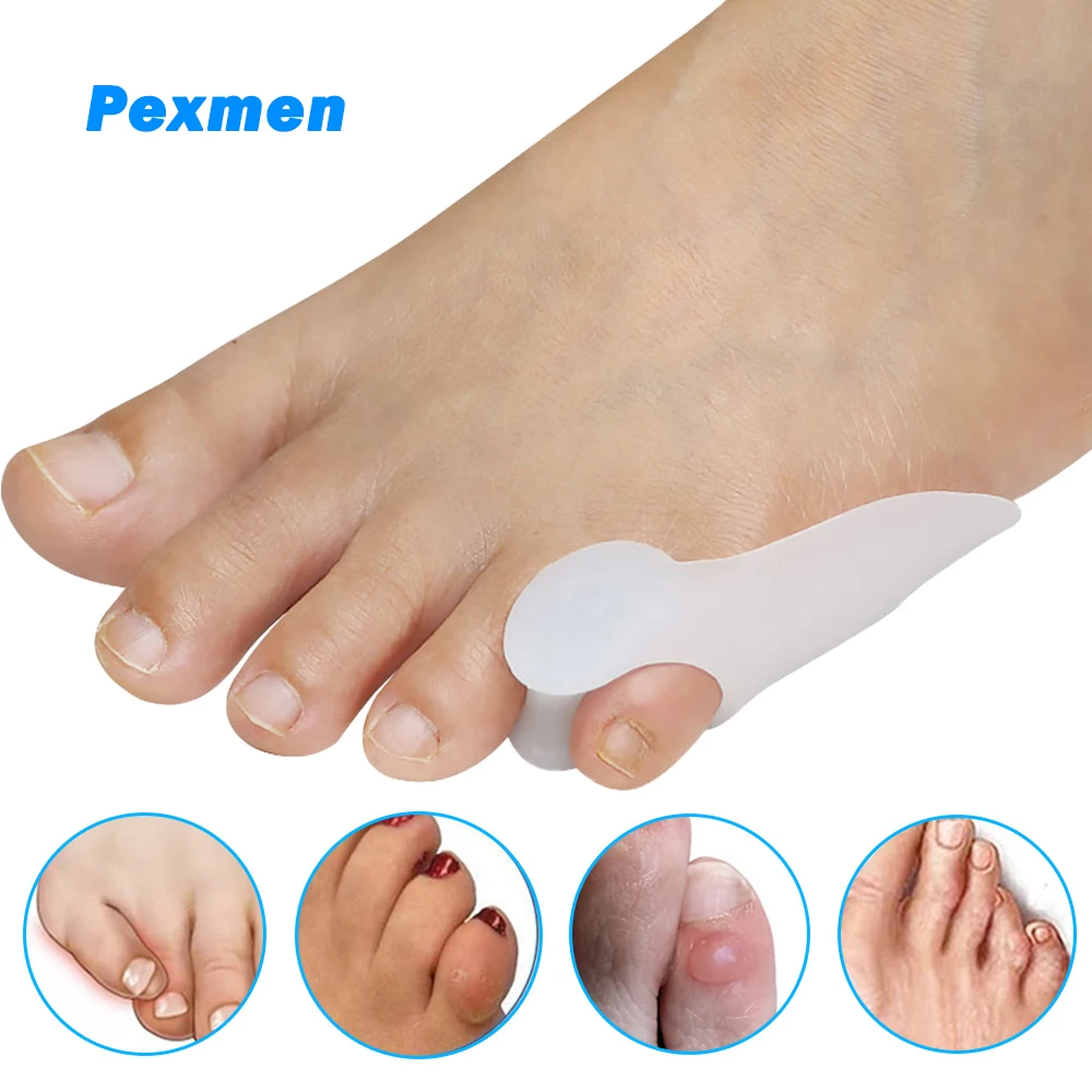 Pexmen 2/4/10Pcs Gel Pinky Bunion Corrector Little Toe Separator Bunionette Pads Toe for Pain Relief of Corn Callus and Blisters