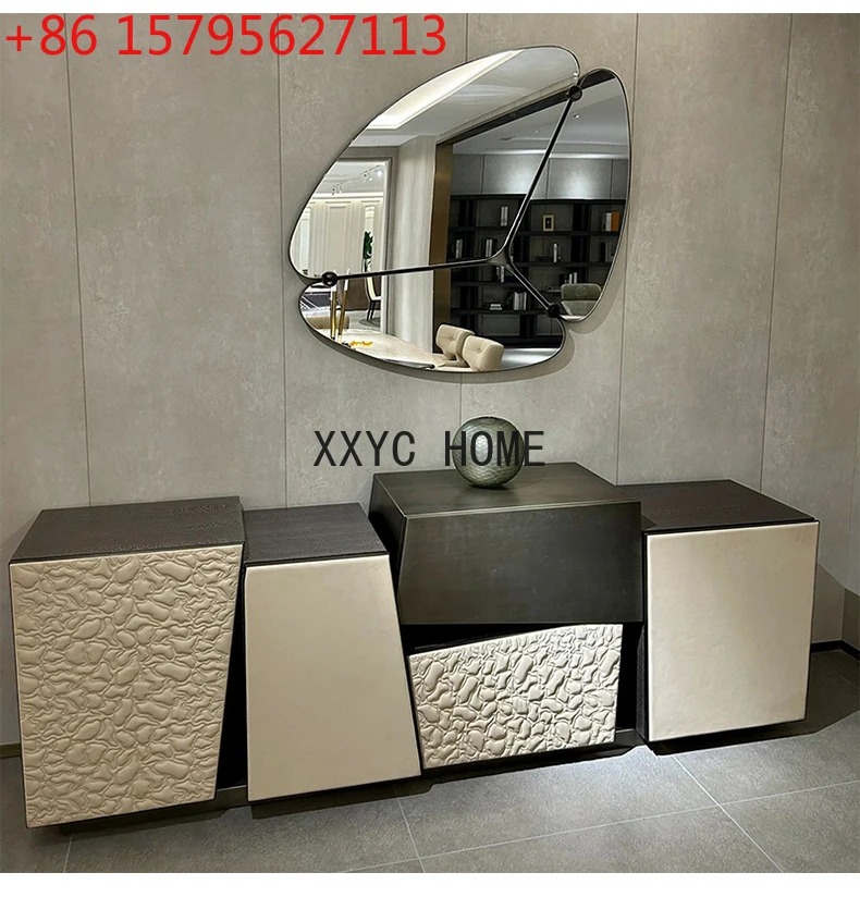Irregular Geometric Sideboard Italian-Style Light Luxury Villa Curio Cabinet