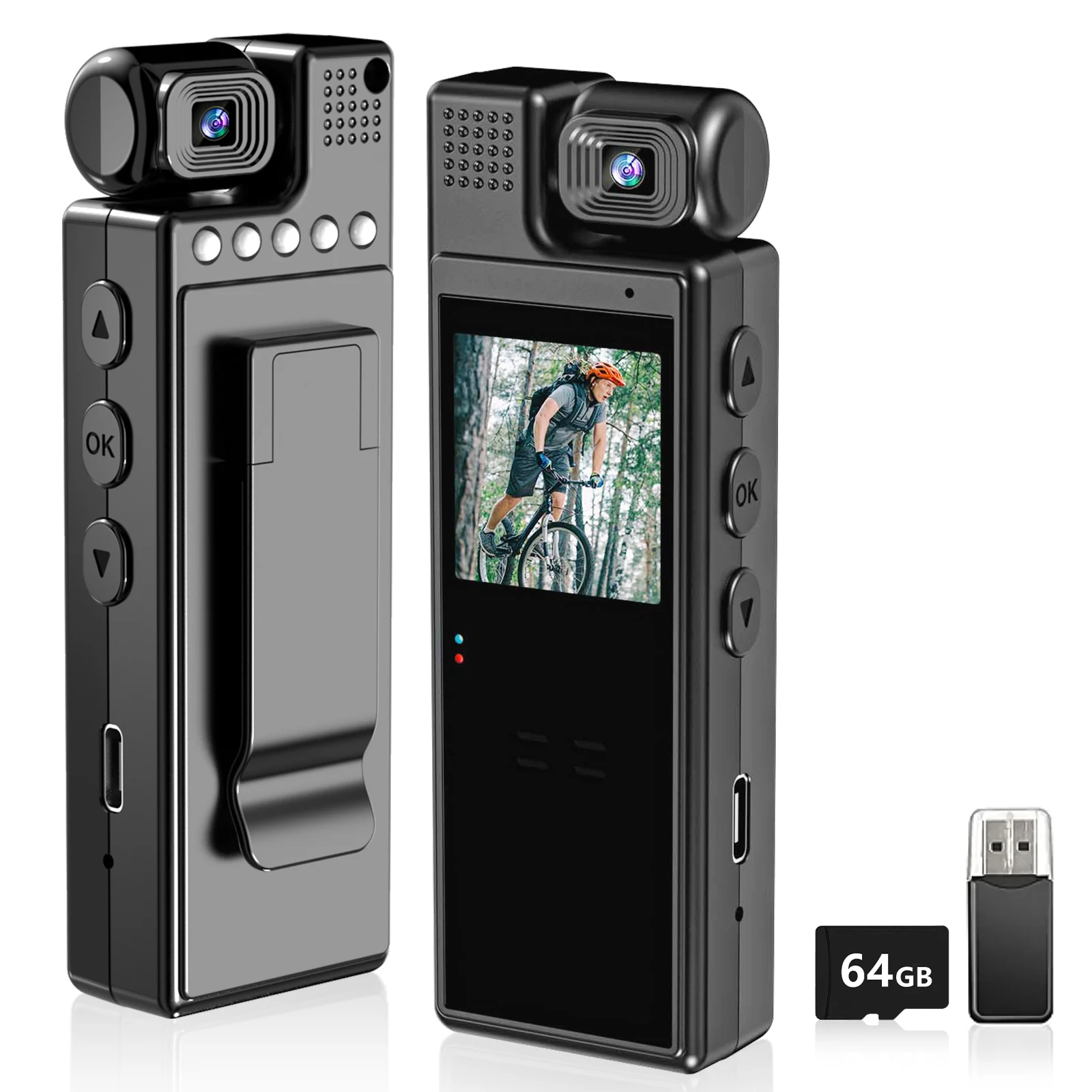 Body Camera with Audio Recording, Portable Wearable Small Body Worn Cam, FHD Video Recorder,1.3