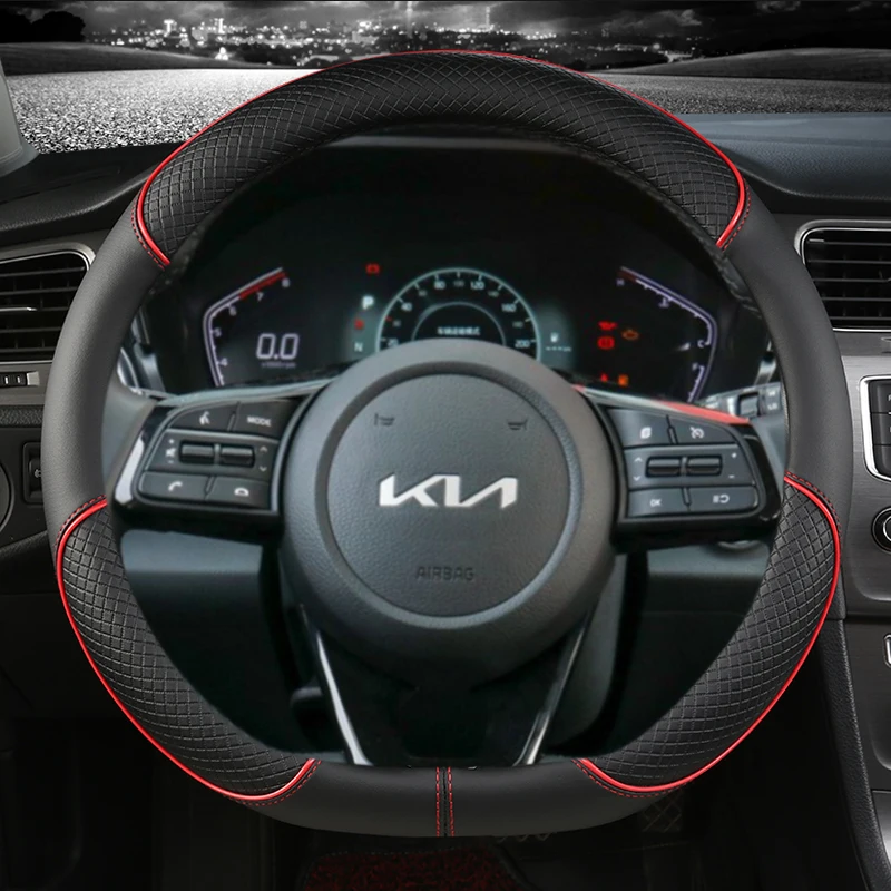 D Type Stering Wheel Cover Wrap For Kia Stinger Soul 2018-2021 Picanto X-line Morning Ceed GT Stonic Sportage Proceed K5 Optima