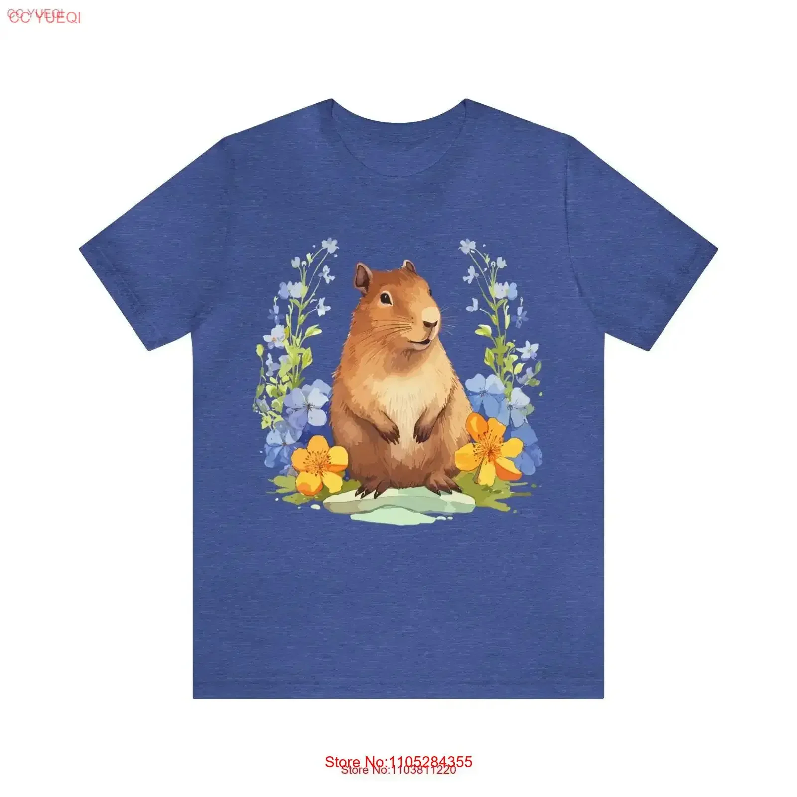Floral Cute Capybara shirt capy T capibara tee don't worry gift flower Lover vintage Washed fashion Versatile homme streetwear