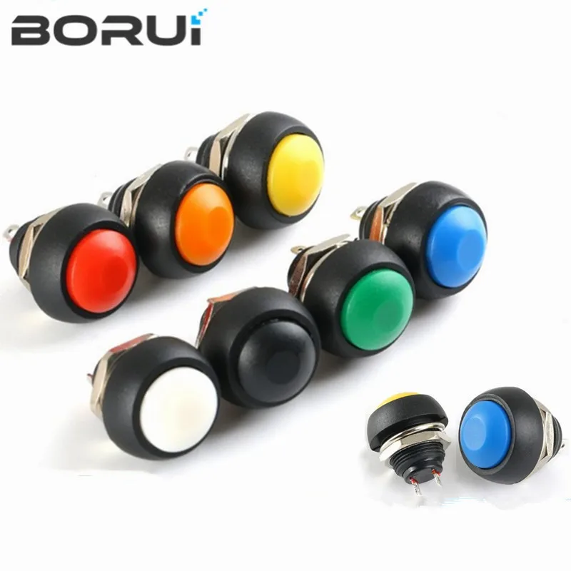 5Pcs Mini 12mm Waterproof Momentary ON/OFF Push Button Round Switch PBS-33B For arduino