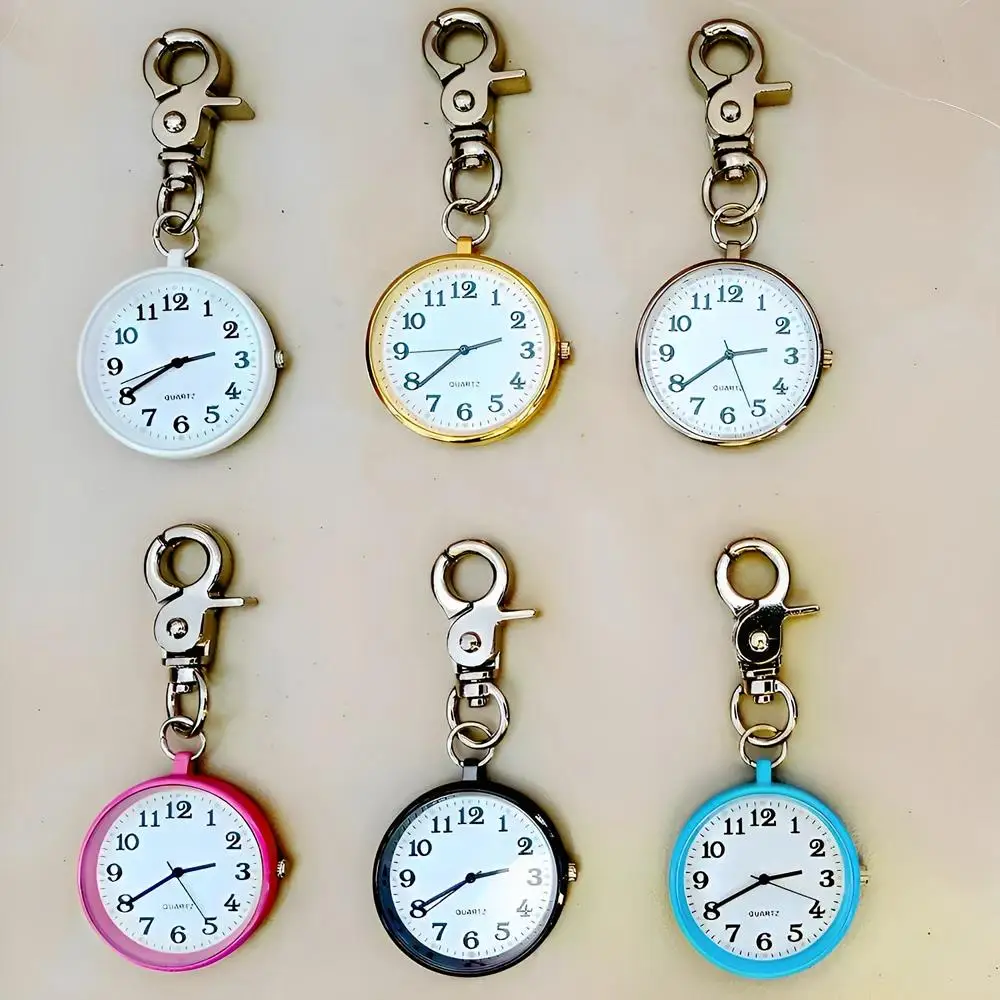 5PC Quartz Pocket Keychain Watch Large Dial Digits Hanging Chest Watch for Children Nurses Students Elderly -Factory Direct Sale